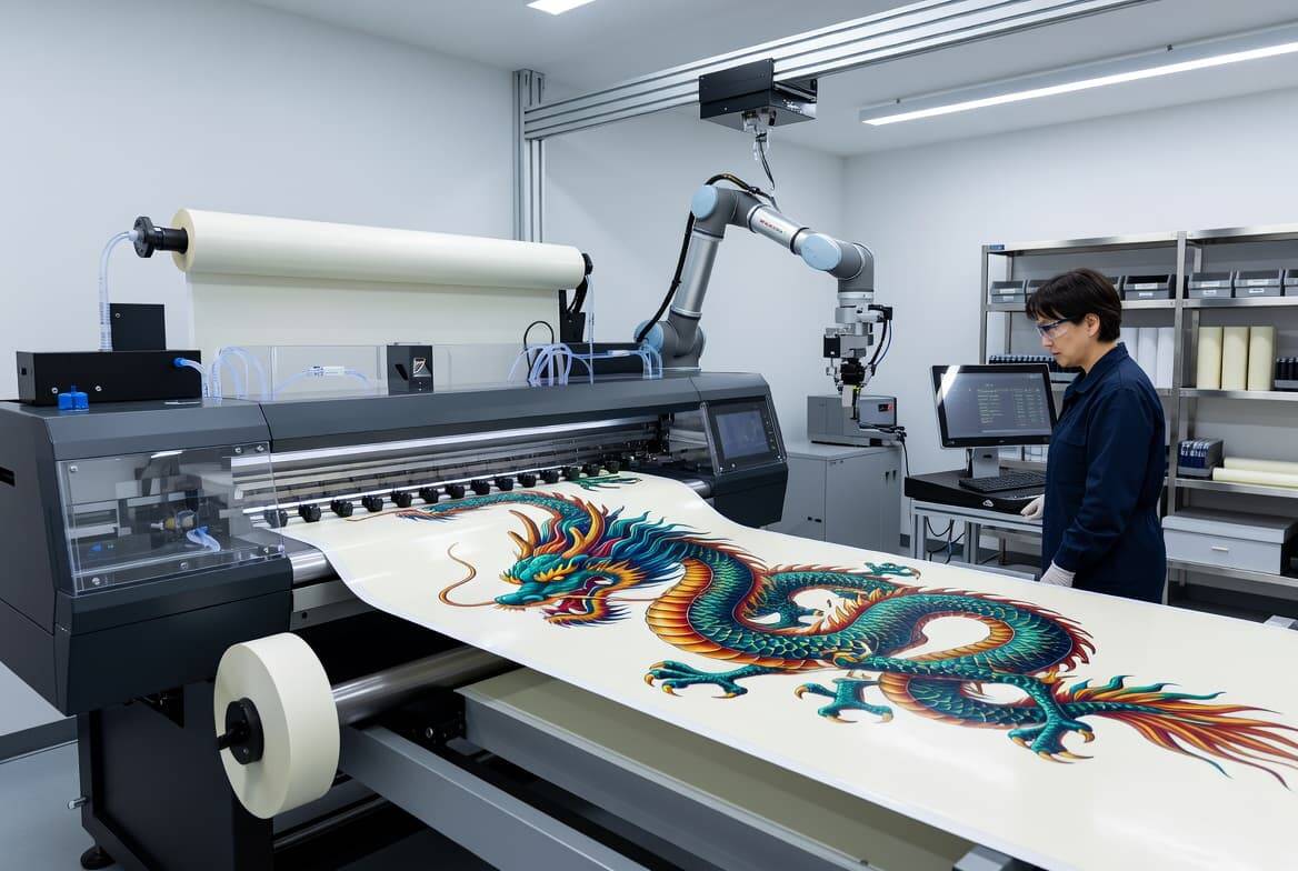 Denim jacket with bold DTF printed graphic design on back