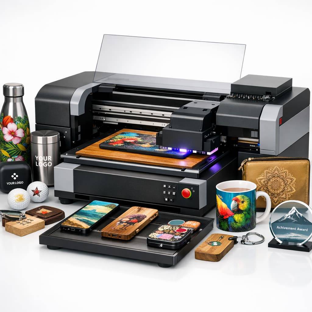 Visual positioning UV printer printing on multiple materials