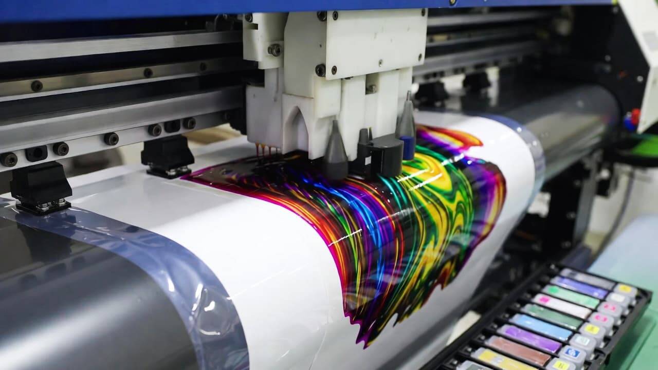 High resolution DTF printer printing detailed design on PET film