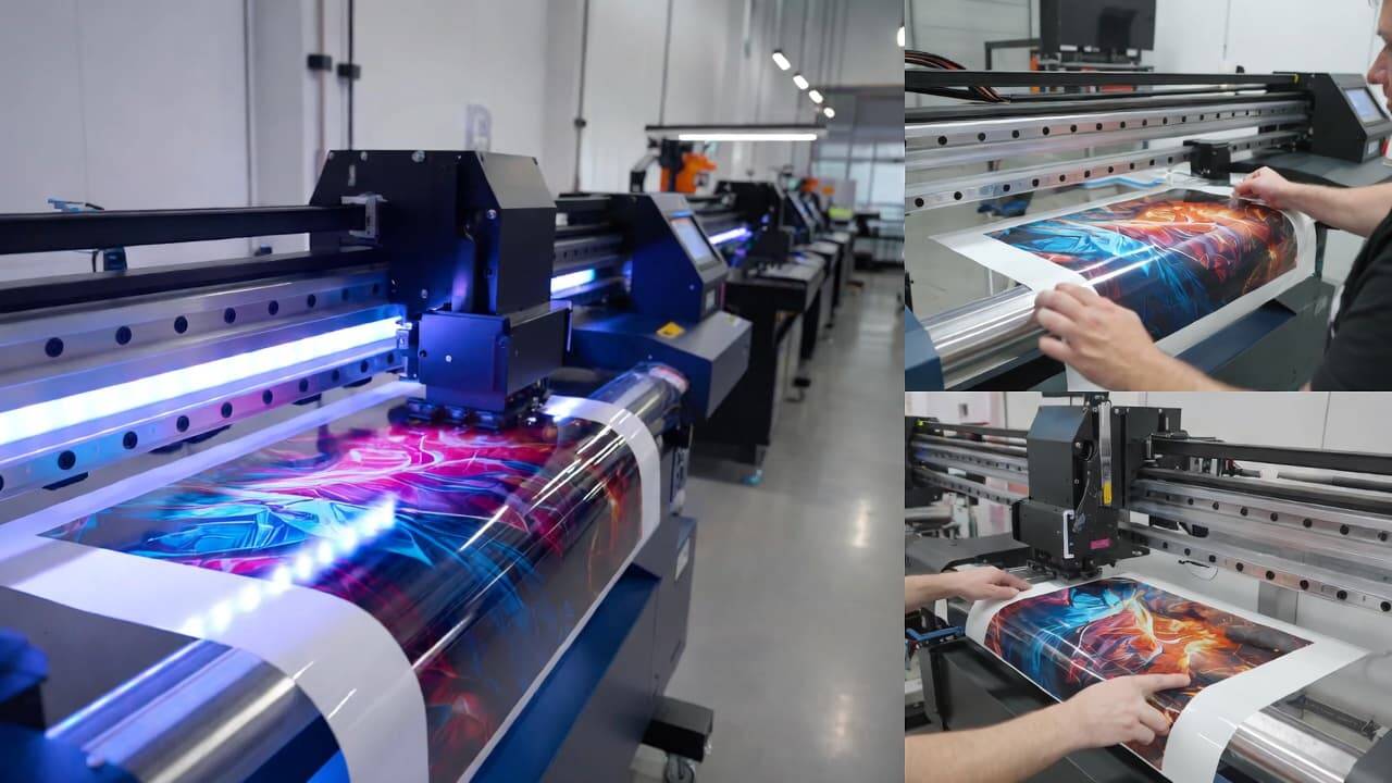 Step-by-step UV DTF printing process from film printing to surface transfer