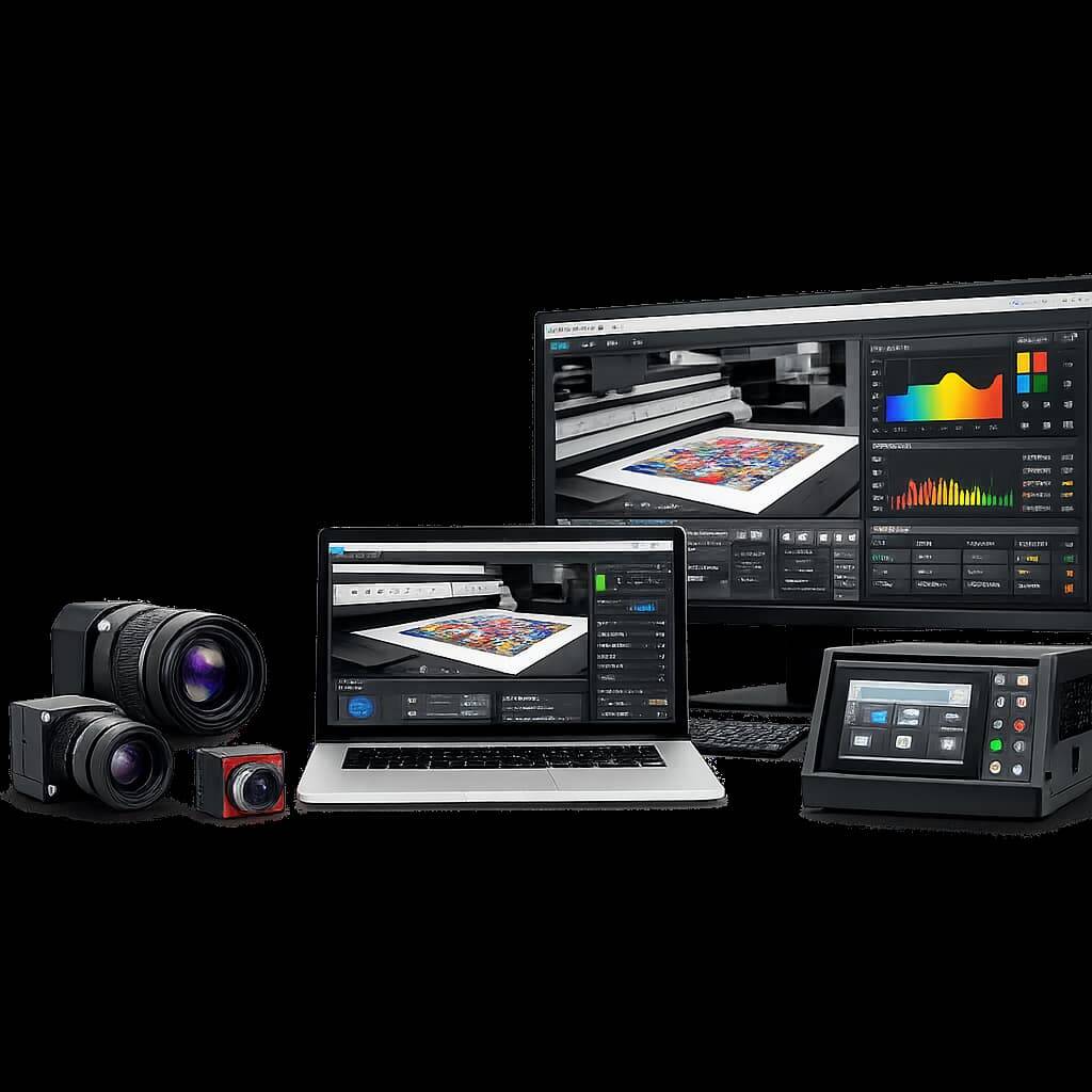 High-resolution cameras and control software used in UV printing