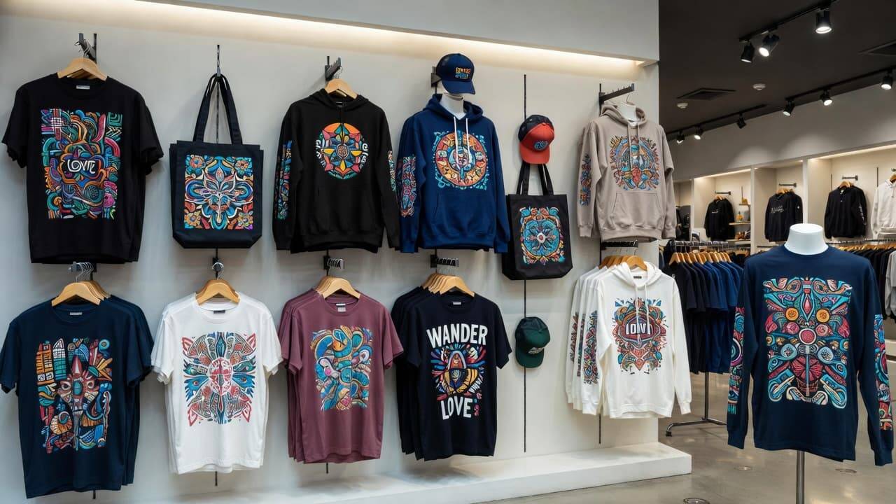 Custom printed t-shirts and hoodies made using DTF printer with white ink technology