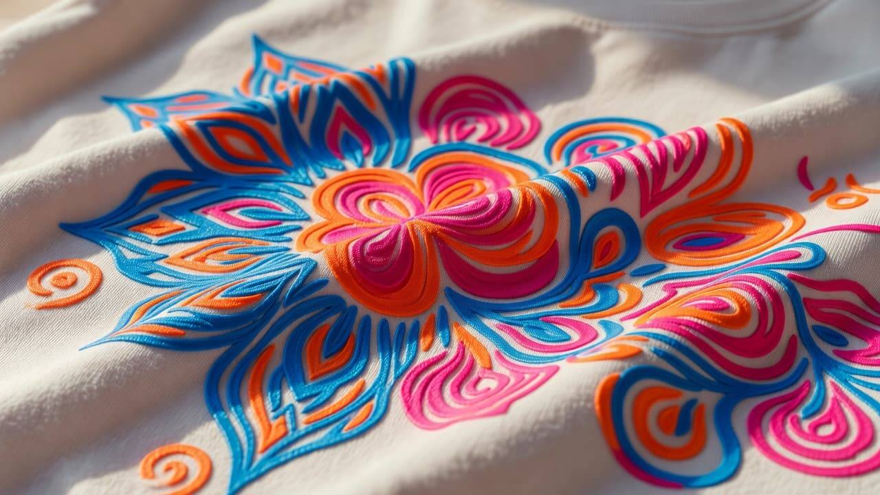 Close-up of vibrant and durable DTF printed design on cotton t-shirt fabric